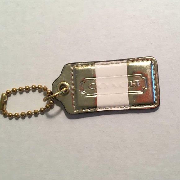 Coach Leather Gold & White replacement Hangtag Fob